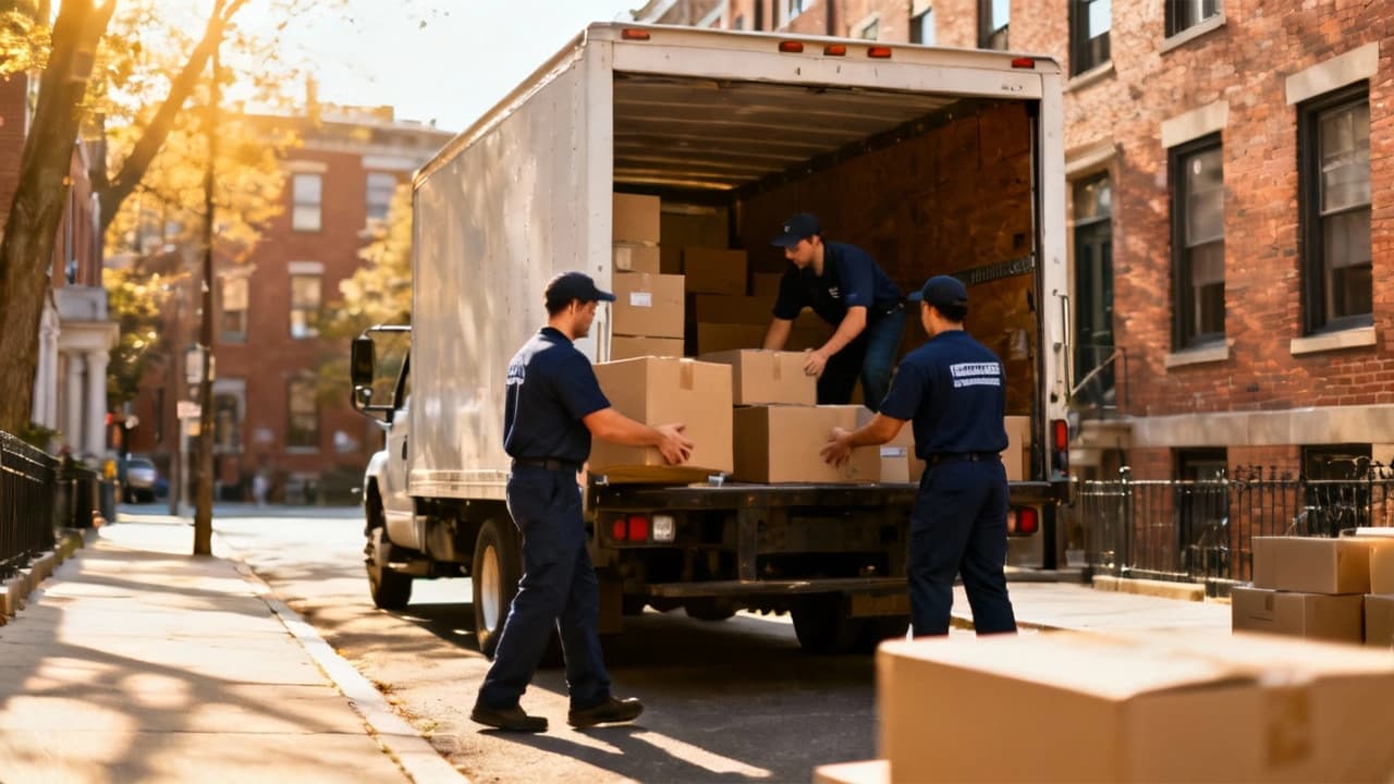 Our Movers Carrying Boxes To The Truck